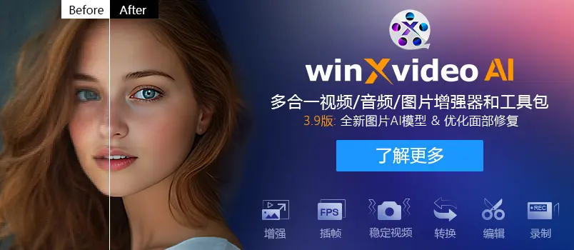 全年最低价| Winxvideo AI – 音频/图片/视频提升和转换工具 1